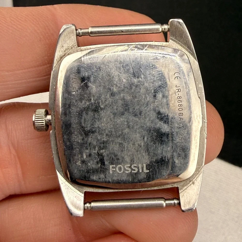 Vintage Fossil Watch Silver Tone No Band Untested